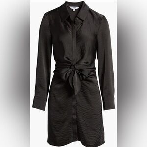 Steve Madden Tie-Waist Black Shirt Dress